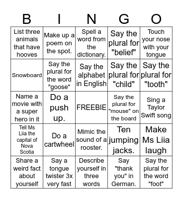 Modal Bingo Card