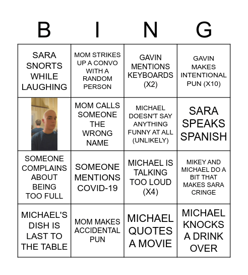 DAD Bingo Card