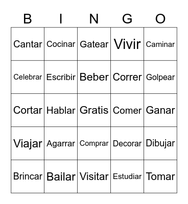 Spanish  Bingo Card