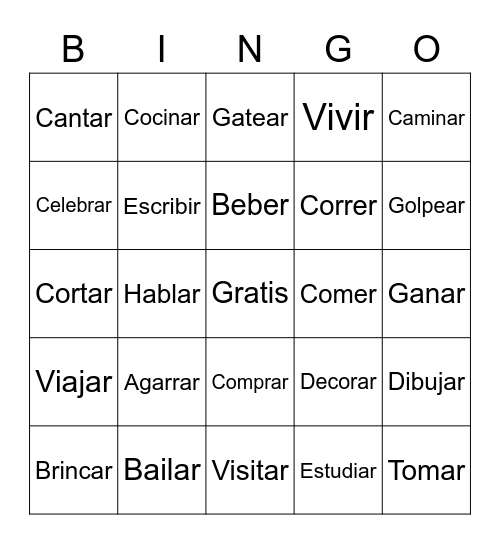 Spanish  Bingo Card