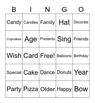 Birthday Bingo Card