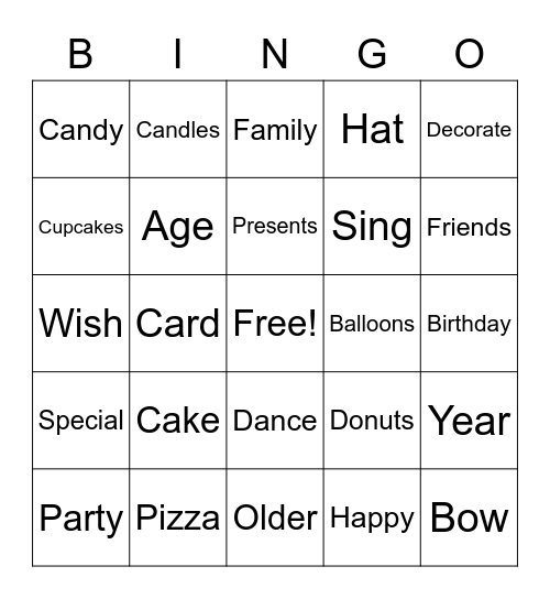 Birthday Bingo Card