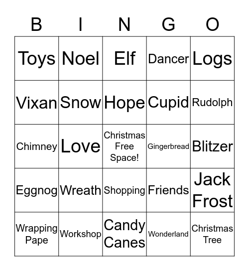 Christmas Bingo! Bingo Card