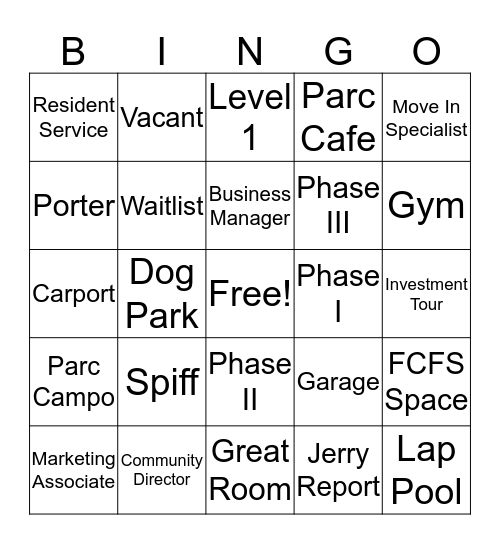 Life at 2775 Bingo Card