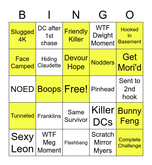 Uhh Dbd? Bingo Card