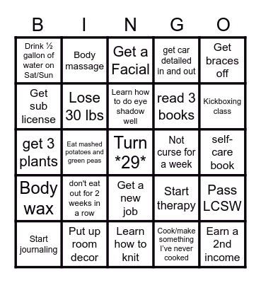 My 2023 Goals Bingo Card