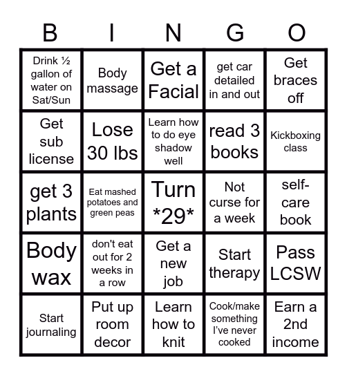 My 2023 Goals Bingo Card