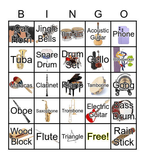 Instrument Bingo Card