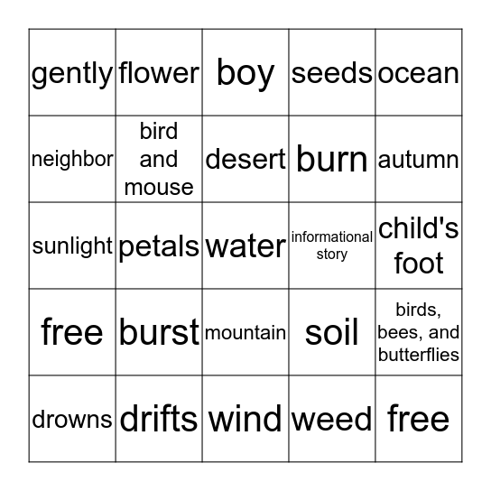 2.2.1 The Tiny Seed Bingo Card