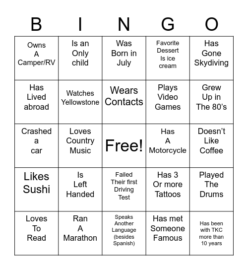 TurnKey Bingo Card