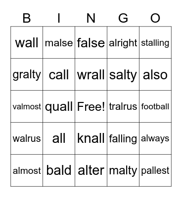 Final all vs al- Bingo Card