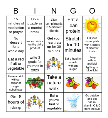 January Health Blackout Bingo Card