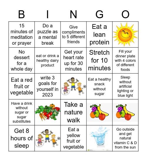 January Health Blackout Bingo Card