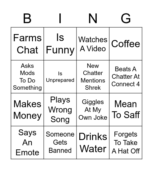 Jacob Bingo Card