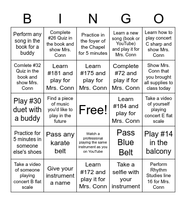 Band Bingo Card