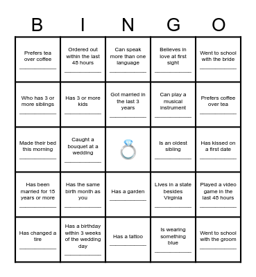Find a guest who... Bingo Card