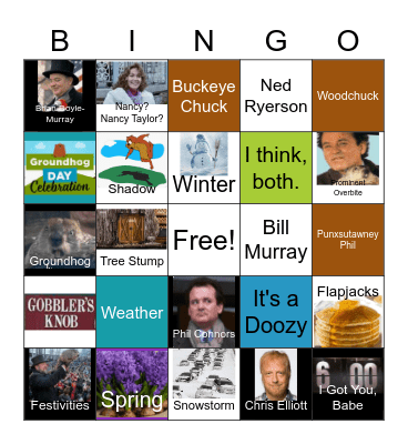 Groundhog Day Bingo Card