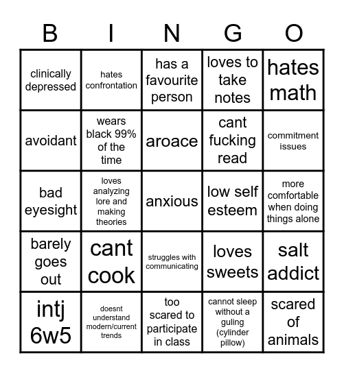 ru kinnie Bingo Card
