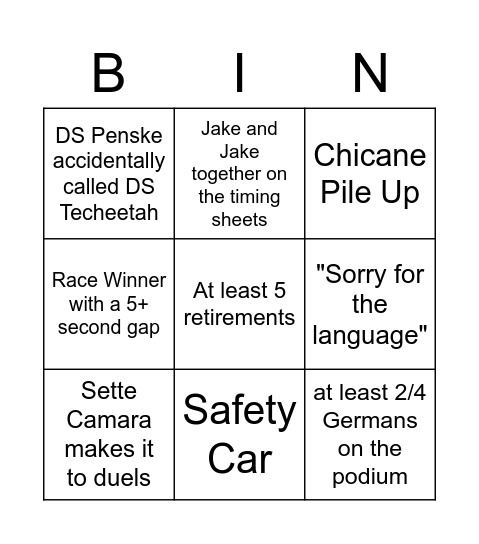 FE Mexico Bingo Card