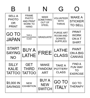 2023 GOALS Bingo Card