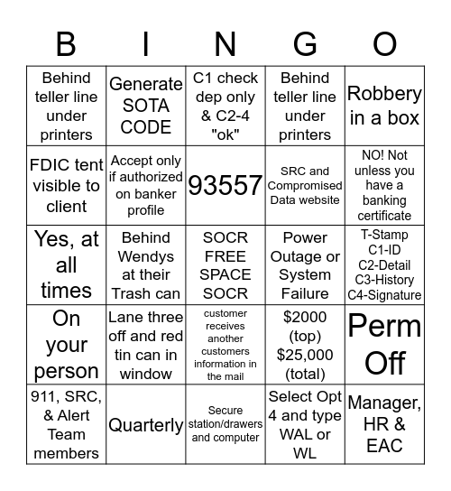 SOCR  Bingo Card