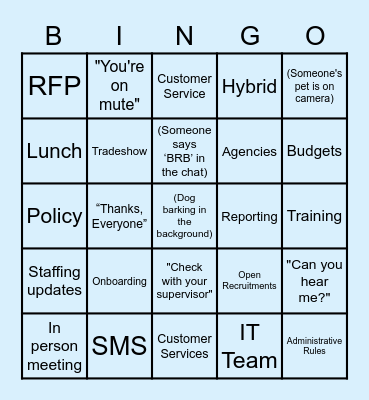 DAS Procurement Services Bingo Card