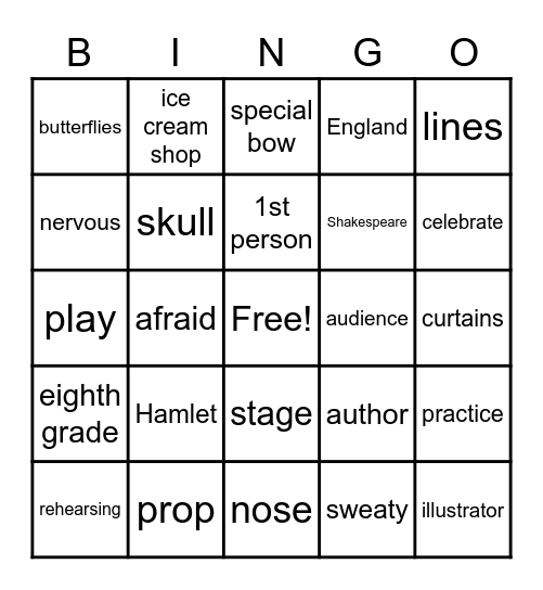 Butterflies in My Stomach Bingo Card