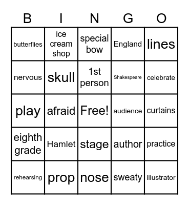Butterflies in My Stomach Bingo Card
