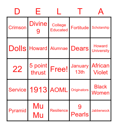 Founders Day Bingo: Mu Mu Edition Bingo Card