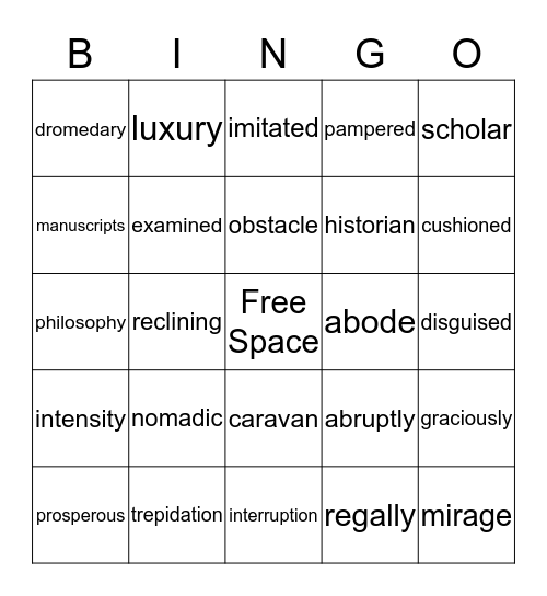 Trading Places in Timbuktu Bingo Card