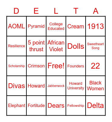 Founders Day Bingo: Mu Mu Edition Bingo Card