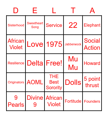 Founders Day Bingo: Mu Mu Edition Bingo Card
