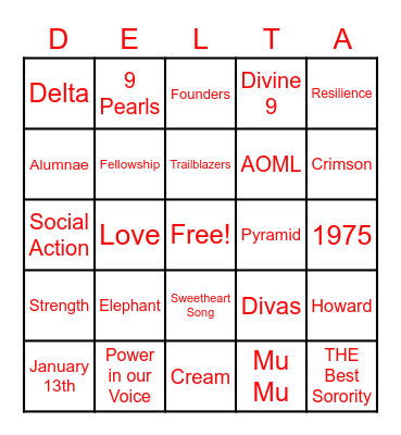 Founders Day Bingo: Mu Mu Edition Bingo Card