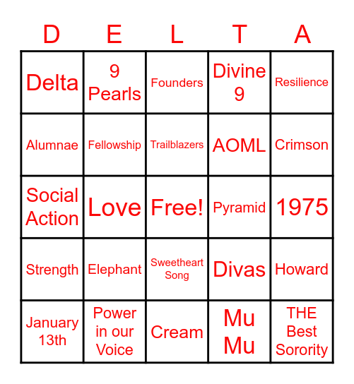 Founders Day Bingo: Mu Mu Edition Bingo Card