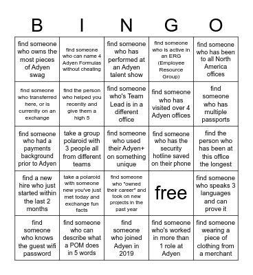 FIND THAT ADYENER Bingo Card