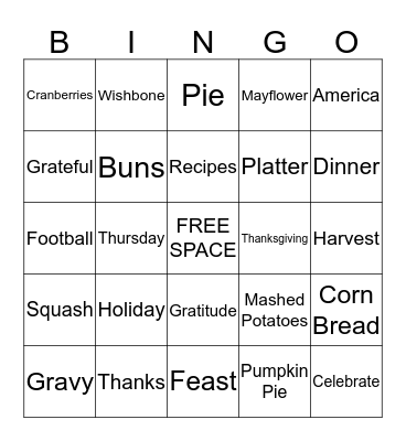 Thanksgiving Bingo Card