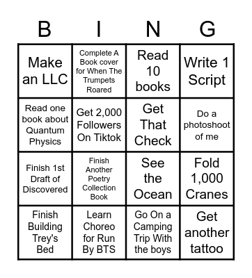 2023 New Years Resolution Bingo Card