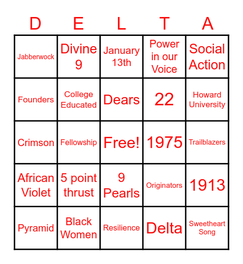 Founders Day Bingo: Mu Mu Edition Bingo Card