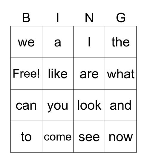 Ms. W Sight Words Bingo Card