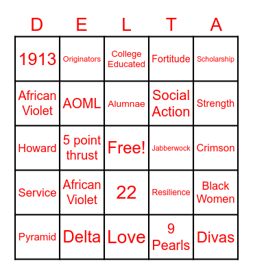 Founders Day Bingo: Mu Mu Edition Bingo Card