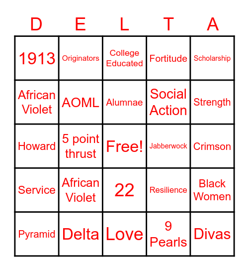 Founders Day Bingo: Mu Mu Edition Bingo Card