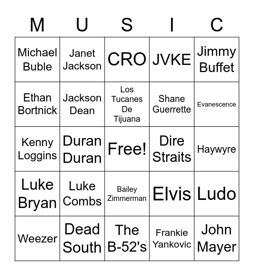 Choice 6 Bingo Card