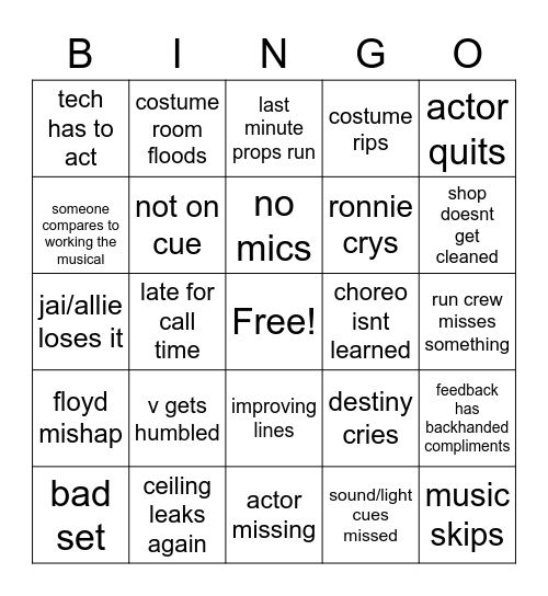 tech week bingo Card