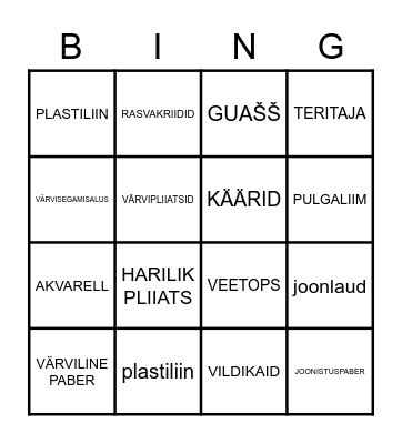 KÄELINE TEGEVUS Bingo Card
