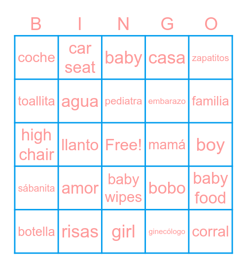 GENDER REVEAL Bingo Card