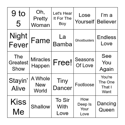 Music From Movies Bingo Card