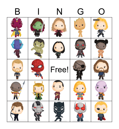 Avengers Bingo Card