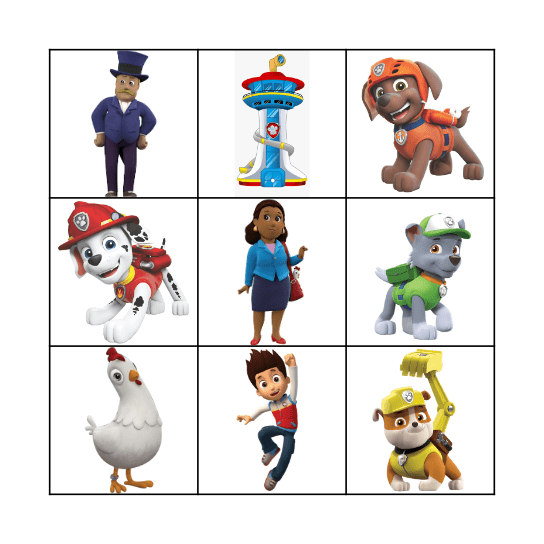 Oliver's Paw Patrol Bingo Card