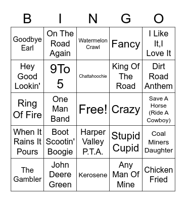 Decades of Country Bingo Card