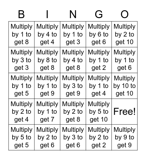 Factors within Ten Bingo Card